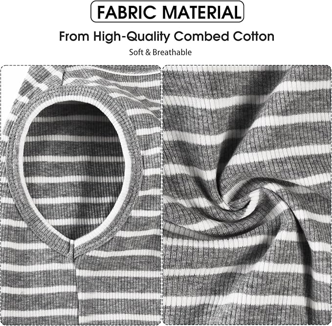 Koneseve Dog Shirt Vest Lightweight Stretchy Dog T-Shirts Soft Cool Sleeveless Stripe Vests Breathable Clothes for Puppy Kitty Cats Small Medium Large Dogs 2 Pack Yellow + Light Grey [ 2XL ]