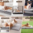 Orthopedic Dog Bed for Ctrate, Waterproof PillowTop Pet Bed for Medium Large Size Dogs, Egg-Crate Foam Dog Crate Mat with Removable Washable Cover, 2-Layers Kennel Pad 55"L x 42"W, Light Grey