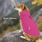 Dog Winter Coat, Warm Dog Jacket Windproof Waterproof Pet Cold Weather Coats for Small Dogs, Turtleneck Fleece Lined Dogs Clothes with Leash Hole, Rose Red Medium