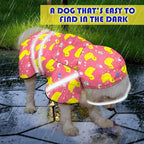 Dog Raincoat, Adjustable Rain Jacket with Hooded Double Layer for Large Medium Small Dogs Puppies, Lightweight Waterproof Rain Coat Poncho with Reflective Stripe Duck Pink,L