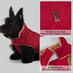 azuza Dog Jacket Waterproof & Windproof Dog Coat for Small Dogs with Thick Fleece, High Collar with Leash Hole, Adjustable Velcro & Elastic Belly, Red M