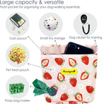 Dog Treat Pouch for Pet Walking and Training with Clicker 2 Cup Silicone Bag Small Fanny Pack Holder for Puppy Snack Dispenser Kit for Leash and Outdoor Use (Strawberry)