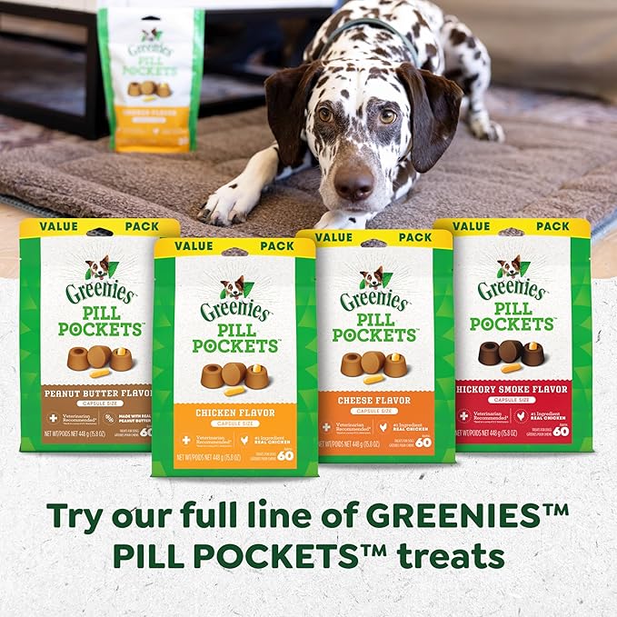 Greenies Pill Pockets for Dogs Large Size, Soft Dog Treats, Chicken Flavor, 7.9 oz. Pouch (30 Treats)