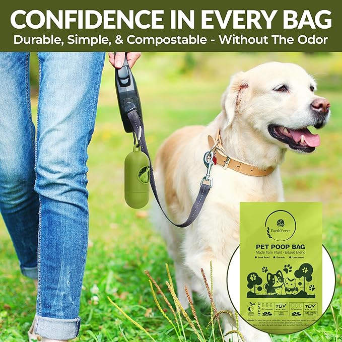 Dog & Cat Compostable Poop Bags (180 Counts w/Dispenser) - Plant Based, Enhanced Leak-Resistant, Odor-Resistant & Durable – Unscented,Sustainable Cleanup Solution –10% to Animal Rescue