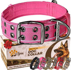 ADITYNA Heavy Duty Reflective Pink Dog Collar with Handle - Wide, Neoprene Padded for Large Female Dogs - Tactical, Durable, Comfortable for Walking, Training, Hiking