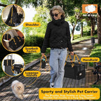 PAWZIDEA Expandable Pet Carrier Airline Approved, 18"×11"×11" Small Dog Carriers, Collapsible Top-Load Cat Carrier for 2 Cats Under Seat, Soft-Sided Puppy & Animal Travel Bag, ID Card, Up to 15lbs