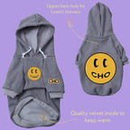 ChoChoCho Smiley Dog Hoodie Stylish Dog Clothes Smiley Face Sweater Cotton Sweatshirt Fashion Outfit for Dogs Cats Puppy Small Medium Large (L, Grey)