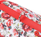 Mile High Life Dog Harness, Air Mesh Floral Vest Harness for 20 lbs Small Dogs & Cats, Easy Get on Adjustable Easy Closures Both Neck and Chest(Red Rose, XS Chest 14"-16")