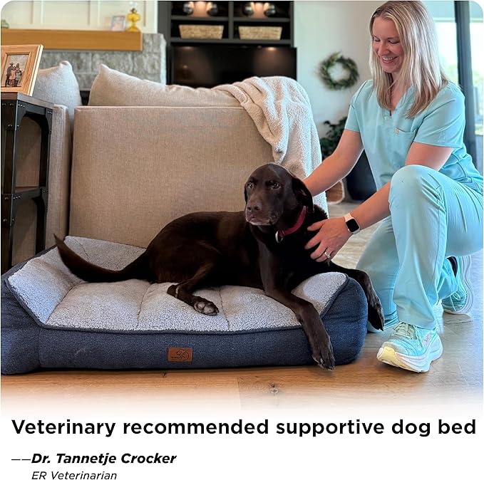 Bedsure XL Plus Orthopedic Dog Beds Large Sized Dog - Extra Thick Supportive Dogs Couch with Waterproof Washable Cover, Jumbo Comfort Pet Bed Sofa with Soft Plush Sherpa and Nonskid Bottom, Grey, 48"
