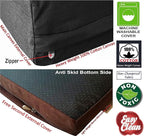 Dogbed4less XL Orthopedic Cool Foam Dog Bed, Durable Washable Black Canvas Cover, Waterproof Liner, and Extra Brown Microsuede Antislip Case, 47"X29"X4", Fits 48X30 Crate.