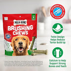 Milk-Bone Fresh Breath Brushing Chews, 18 Large Daily Dental Dog Treats Scrubbing Action Helps Clean Teeth