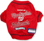 MLB Washington Nationals Dog T-Shirt, Small. - Licensed Shirt for Pets Team Colored with Team Logos. - Premium Stretchable Materials for The Comfort of Your Dog & cat.