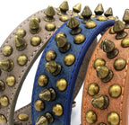 Spiked Dog Collar Soft Pu Leather Mushrooms Rivet Spike Studded Puppy Adjustable Pet Collars for Small Breeds (S, Blue1)