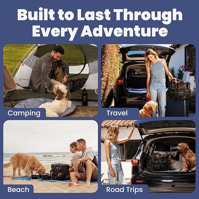 The Original Doggy Bag™ - Complete Dog Travel Bag for Supplies with 2 BPA-Free Travel Dog Bowls & 2 Pet Food Containers - Traveling Kit for Road Trips, Camping, Weekend Away or Doggy Gift - Camo