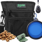 Dog Treat Pouch with Collapsible Dog Bowl, Training Clicker and Poop Bags, Treat Pouches for Pet Training, Built-in Poop Bag Dispenser, Waist Belt Clip, Puppy Treat Pouch Magnetic Closure - Black