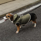 Fleece Lining Dog Hoodie with Harness Built in,Extra Warm Small Dog Jacket in Winter Puppy Coats with Drawstring Hooded,Green M