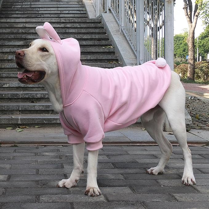 Extra Large Dog Christmas Bunny Costumes Rabbit Hoodies Clothes for Easter Day Halloween Labrador Rottweiler Great Dane, Pink, 4X-Large