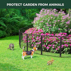 FXW Garden Fence Outdoor for The Yard – 32in(H) x 72.9ft(L) Heavy Duty Metal Animal Barrier for Dog and Rabbit, Decorative Dog Fence, 32 Panels, Black