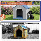 Dog House Outdoor Indoor, Plastic Small Dog House-Weatherproof & Insulated Design with Air Vents & Elevated Floor for Small to Medium Dogs, Easy Clean and Assemble (Blue)