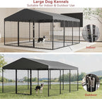 Large Dog Kennel with Roof, Outdoor Heavy Dog Cage for Big Dogs, 118x118x70.9 Galvanized Dog Fence Pen with Double Secure Locks，Weatherproof ，for Large Dogs