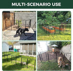 FXW Garden Fence Outdoor for The Yard – 24in(H) x 15.2ft(L) Heavy Duty Metal Animal Barrier for Dog and Rabbit, Decorative Dog Fence, 8 Panels, Black