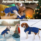 Dogcheer Dog Coat, Waterproof Dog Jacket Reflective Pet Winter Coat with Adjustable Hook & Loop, Christmas Puppy Fleece Jacket Warm Turtleneck Snowsuit for Small Medium Large Dogs - Blue, XL