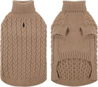 SAWMONG Dog Sweater, Dog Sweaters for Small Dogs Girls Boys, Pullover Turtleneck Knitted Doggy Sweatshirt, Cold Weather Pet Clothes（Khaki, X-Small