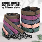 Didog Soft Padded Leather Dog Collar and Leash Set, Adjustable and Breathable Pet Collars with 4FT PU Leather Dog Leash for Small Medium Large Dogs, Green, XL