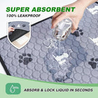 Washable Pee Pads for Dogs Mat, 2 Pack Absorbent Reusable Training Dog Pads Pet Puppy Pads, Non-Slip Potty Pads for Whelping, Playpen, Crate, Bed, Grey 24"x36"