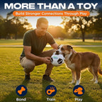 Eco Sports Dog Soccer Ball with Straps – Interactive Durable Dog Soccer Ball with Cotton Grab Tabs for Fetch Training and Outdoor Play, Pet Birthday Gift