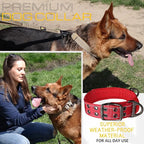 ADITYNA Heavy Duty Dog Collar for Medium Dogs - Reflective Red Collar with Handle for Training, and Walking - Wide, Thick, Tactical, Soft Neoprene Padded