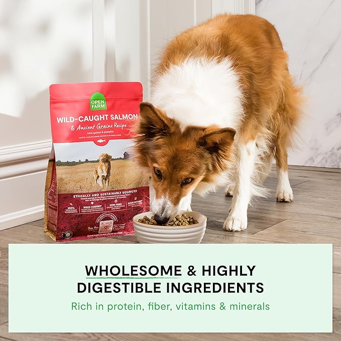 Open Farm, Ancient Grains Dry Dog Food, Protein-Rich & Nutrient Dense, 90% Animal Protein Mixed with Non-GMO Fruits, Veggies and Superfoods, New Zealand Venison Recipe, 22lb Bag