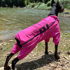 Dogs Waterproof Jacket, Lightweight Waterproof Jacket Reflective Safety Dog Raincoat Windproof Snow-Proof Dog Vest for Small Medium Large Dogs Rosered L