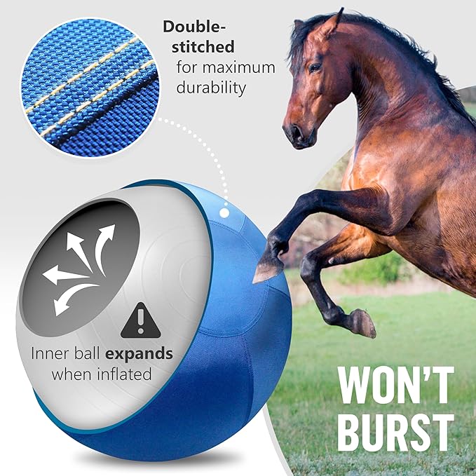 Herding Ball for Dogs Horses 25" - Large Ball for Dogs Australian Shepherd Chewers - Collieball Herding Toy - Blue