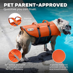Outward Hound Granby Splash Dog Life Jacket, High-Buoyancy Dog Life Vest for Swimming, Boating, and Water Safety, XL, Orange