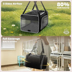Top and 2 Sides Expandable Cat Carrier 17x11x11, TSA Airline Approved Dog Carriers for Medium Dogs, Soft-Sided Pet Carrier with Self-Locking Zippers for Kitten,Rabbit, Puppy, Guinea Pig Black White