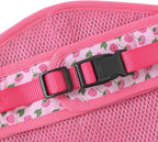 Mile High Life Dog Harness, Air Mesh Floral Vest Harness for 20 lbs Small Dogs & Cats, Easy Get on Adjustable Easy Closures Both Neck and Chest(Pink Flower, M Chest 18"-20")