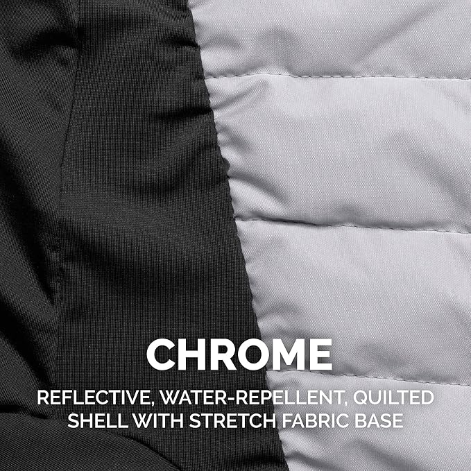Furhaven Water-Repellent XL Dog Coat, Washable & Reflective w/ Leash Access & Stretch Fabric - Pro-Fit Active Jacket - Chrome, Extra Large