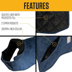 Carhartt Firm Duck Dog Chore Coat, Insulated Weather Resistant Jacket for Cold and Windy Conditions, Denim, Large