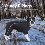 Four Legged Dog Winter Coat for Small Dogs, Warm Puppy Onesie Clothes Christmas, Reflective Turtleneck Dog Jacket with Buckles & D-Rings, Puffer Cold Weather Coat Zipper