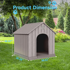 DRATO Indoor Outdoor Waterproof Dog House,PP Material,Puppy Shelter with Air Vents and Elevated Floor,Sturdy Dog Kennel for Small to Large Sized Dogs, Easy to Assemble (Gray, 38.62×36.26×38.07 Inches)