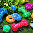 Yunsailing 9 Pcs Dog Squeaky Toys Set, Dog Squeaky Balls Bone Shape Teething Toys Donut Shape Balls for Small Puppy Medium TPR Rubber Pet Chew for Training Fetching Teething