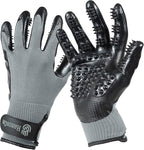 H HANDSON Pet Grooming Gloves - Patented #1 Ranked, Award Winning Shedding, Bathing, & Hair Remover Gloves - Gentle Brush for Cats, Dogs, and Horses (Grey, Medium)