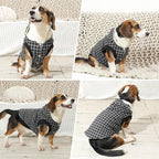 Fleece Lining Dog Hoodie for Large Dogs Extra Warm Plaid Sweater with Drawstring Hooded Coats in Winter Doggie Jacket,Black XXL
