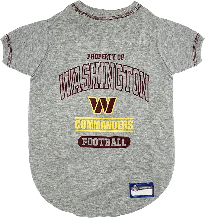 NFL Washington Commanders Dog T-Shirt Large. - Licensed Shirt for Pets Team Colored with Team Logos- Premium Stretchable Materials for The Comfort of Your Dog & Cat