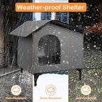 Heated Cat House for Outside/Indoor Cats in Winter,Elevated Outdoor Cat House with Heating Pad Bed,Weatherproof Feral Cats Shelter with Soft Mat (Heat Gray)