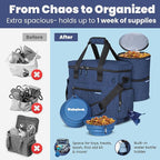 The Original Doggy Bag™ - Complete Dog Travel Bag for Supplies with 2 BPA-Free Travel Dog Bowls & 2 Pet Food Containers - Traveling Kit for Road Trips, Camping, Weekend Away or Doggy Gift - Navy
