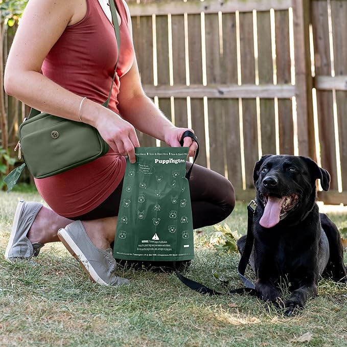 Puppington Certified Home Compostable Poop Bags - ASTM D6400 Compliant - 270 Extra Thick Bags - Plant Based - Pairs with Puppington 3-in-1 Bag & Fits all Standard Poop Bag Dispensers (Basil Green)