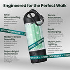 Dog Poop Bag Dispenser with LED Flashlight & 45 Bags (3 Rolls) – USB-C Rechargeable, Waterproof, Anti-Slip Clip, Hands-Free Dog Waste Bag Holder for Night Walks & Outdoor Adventures