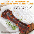 Beef Shin Bones for Dogs - Liver Coated Long Lasting Dog Chews for Aggressive Chewers - Rawhide-Free Big Bones for Large Dogs - Healthy Large Dog Bone (2 Pack)
